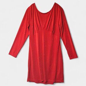 Michael Kors Studded Long-Sleeve Bodycon Dress XL Crimson Embellished Holidays